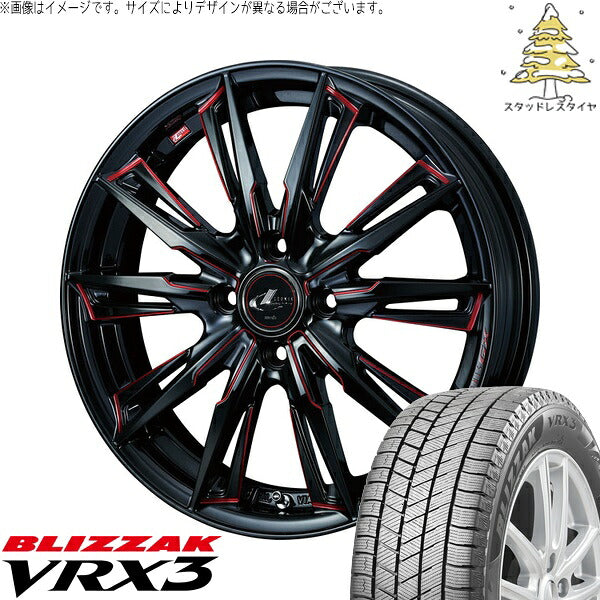ブリヂストン ブリザック VRX3 165/55R15 ＋ レオニス GX ブラック/SCマシニングレッド 15インチ 4.5J +45 4H100P スタッドレス・ホイール4本セット。1枚目。