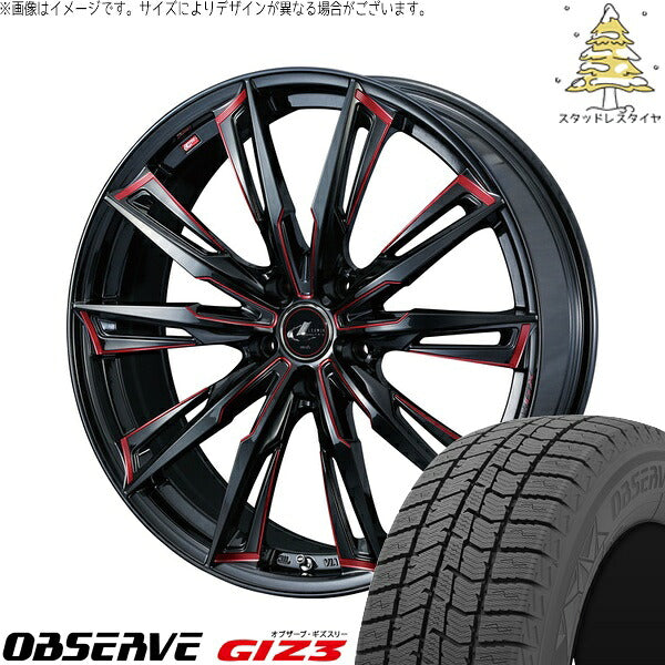 トーヨータイヤ オブザーブ GIZ3 215/45R17 ＋ レオニス GX ブラック/SCマシニングレッド 17インチ 6.5J +52 5H114.3P スタッドレス・ホイール4本セット。1枚目。
