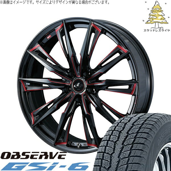 トーヨータイヤ オブザーブ Gsi-6 225/55R19 ＋ レオニス GX ブラック/SCマシニングレッド 19インチ 7.5J +48 5H114.3P スタッドレス・ホイール4本セット。1枚目。