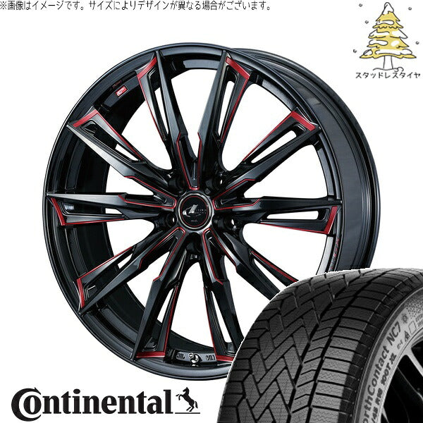 コンチネンタル ノースコンタクト NC7 225/45R18 ＋ レオニス GX ブラック/SCマシニングレッド 18インチ 7J +55 5H114.3P スタッドレス・ホイール4本セット。1枚目。