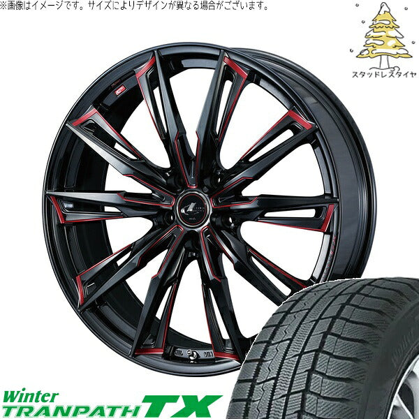 トーヨータイヤ ウィンタートランパス TX 205/55R17 ＋ レオニス GX ブラック/SCマシニングレッド 17インチ 6.5J +52 5H114.3P スタッドレス・ホイール4本セット。1枚目。