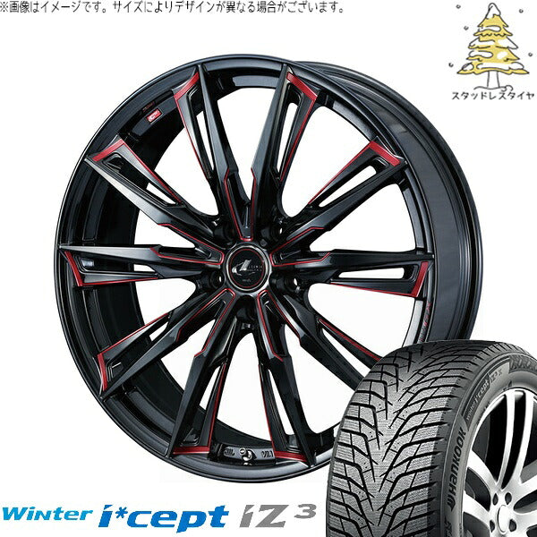 ハンコック ウィンターアイセプト IZ3 W636 215/60R17 ＋ レオニス GX ブラック/SCマシニングレッド 17インチ 7J +42 5H114.3P スタッドレス・ホイール4本セット。1枚目。