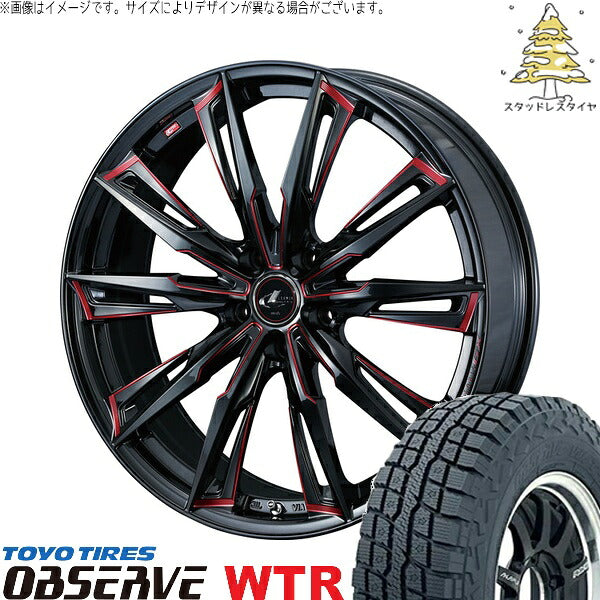 トーヨータイヤ オブザーブ W/T-R 245/65R17 ＋ レオニス GX ブラック/SCマシニングレッド 17インチ 7J +42 5H114.3P スタッドレス・ホイール4本セット。1枚目。