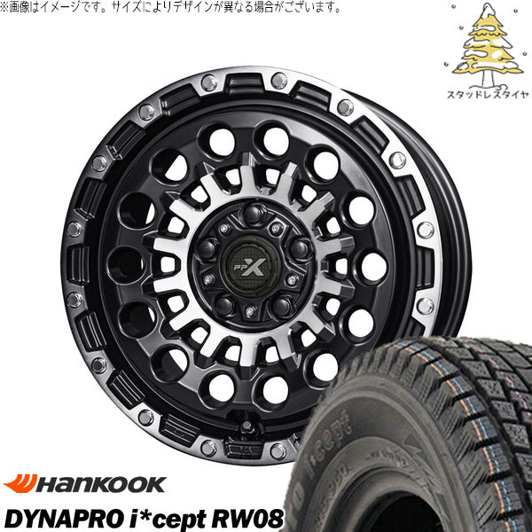 ハンコック ダイナプロ アイセプト RW08 175/80R16 ＋ PPX GX14 マットブラックポリッシュ 16インチ 5.5J +22 5H139.7P スタッドレス・ホイール4本セット。1枚目。