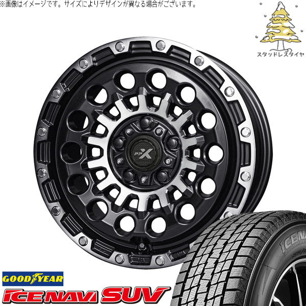 グッドイヤー アイスナビ SUV 215/70R16 ＋ PPX GX14 マットブラックポリッシュ 16インチ 7J +35 5H114.3P スタッドレス・ホイール4本セット。1枚目。