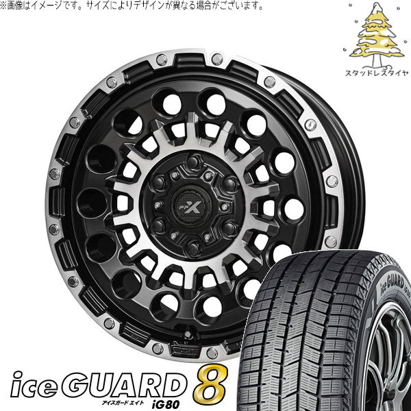 ヨコハマタイヤ アイスガードエイト IG80 215/65R16 ＋ PPX GX14 マットブラックポリッシュ 16インチ 6.5J +44 6H139.7P スタッドレス・ホイール4本セット。1枚目。
