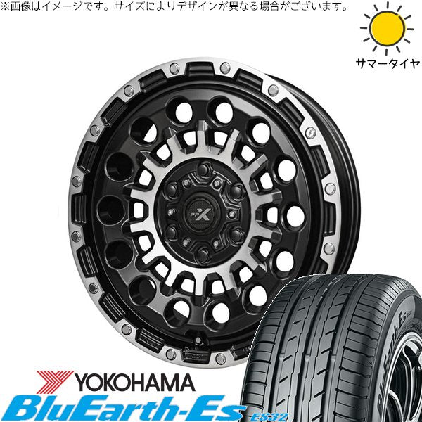 ヨコハマタイヤ ブルーアース ES32 195/65R16 ＋ PPX GX14 マットブラックポリッシュ 16インチ 7J +35 5H114.3P サマー・ホイール4本セット。1枚目。