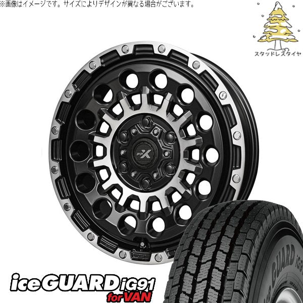 ヨコハマタイヤ アイスガード91 IG91 225/70R16 ＋ PPX GX14 マットブラックポリッシュ 16インチ 5.5J +22 5H139.7P スタッドレス・ホイール4本セット。1枚目。