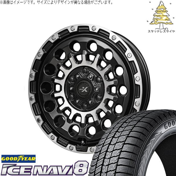 グッドイヤー アイスナビ8 215/65R16 ＋ PPX GX14 マットブラックポリッシュ 16インチ 6.5J +38 6H139.7P スタッドレス・ホイール4本セット。1枚目。