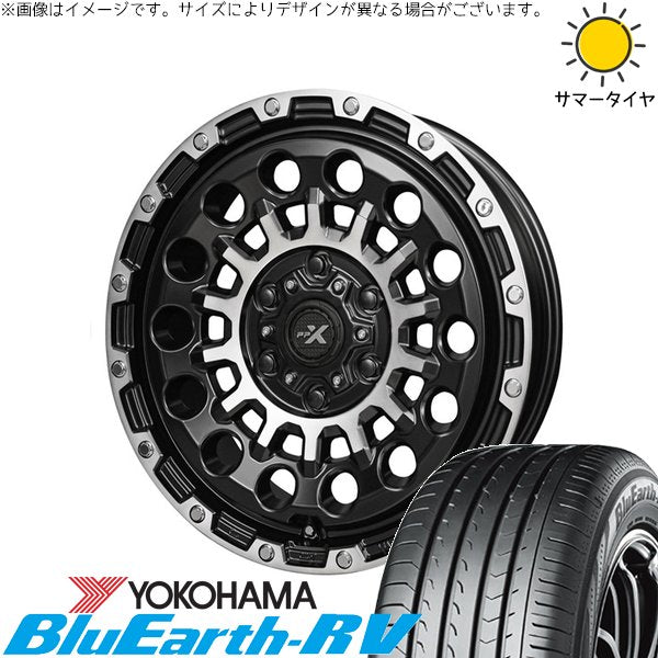 ヨコハマタイヤ ブルーアース RV03 165/70R14 ＋ PPX GX14 マットブラックポリッシュ 14インチ 4.5J +45 4H100P サマー・ホイール4本セット。1枚目。