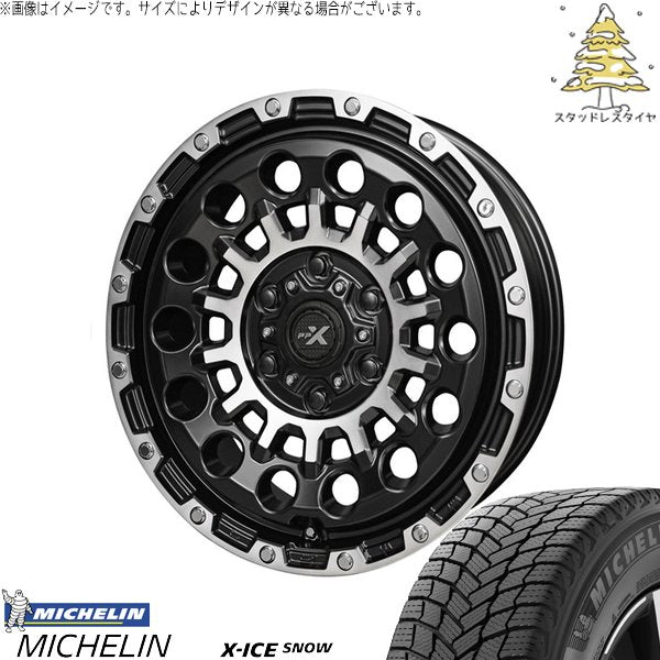 ミシュラン エックスアイス スノー 215/70R16 ＋ PPX GX14 マットブラックポリッシュ 16インチ 6.5J +38 6H139.7P スタッドレス・ホイール4本セット。1枚目。