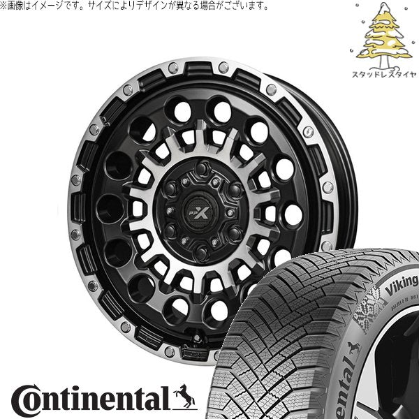 コンチネンタル バイキングコンタクト8 215/65R16 ＋ PPX GX14 マットブラックポリッシュ 16インチ 7J +35 5H114.3P スタッドレス・ホイール4本セット。1枚目。