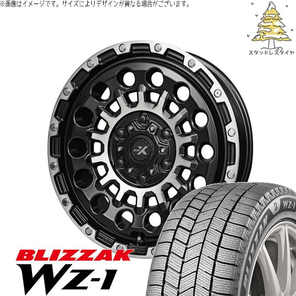 ブリヂストン ブリザック WZ-1 165/65R14 ＋ PPX GX14 マットブラックポリッシュ 14インチ 4.5J +45 4H100P スタッドレス・ホイール4本セット。1枚目。