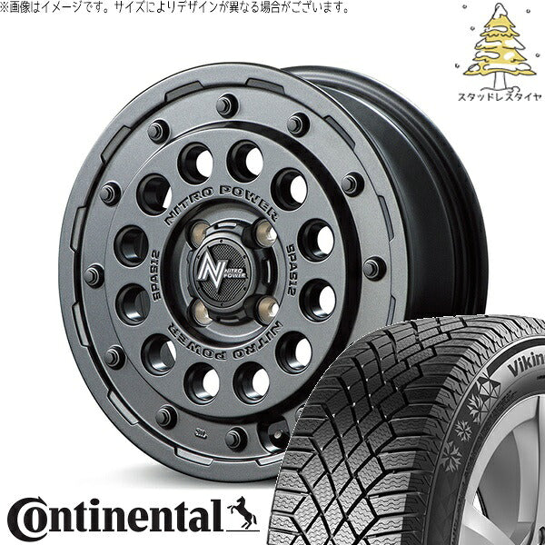 コンチネンタル バイキングコンタクト7 175/65R14 ＋ ナイトロパワー H12 ショットガン バレルブラック 14インチ 5.5J +40 4H100P スタッドレス・ホイール4本セット。1枚目。