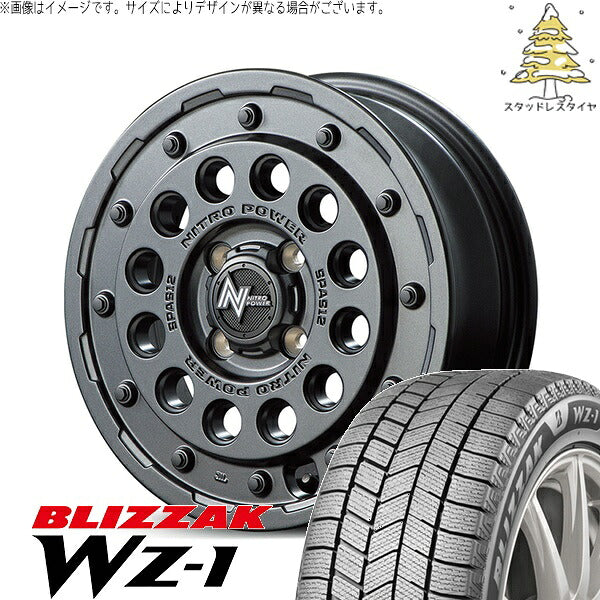 ブリヂストン ブリザック WZ-1 (BLIZZAK WZ-1) 175/65R14 ＋ ナイトロパワー H12 ショットガン バレルブラック 14インチ 5.5J +40 4H100P スタッドレス・ホイール4本セット。1枚目。