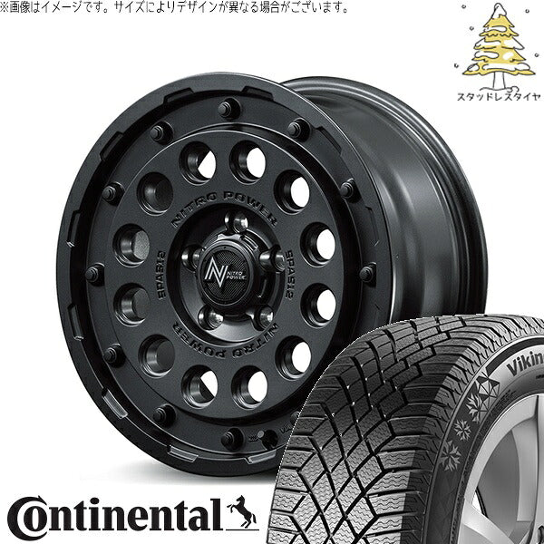 コンチネンタル バイキングコンタクト7 215/70R16 ＋ ナイトロパワー H12 ショットガン バレルブラック 16インチ 7J +40 5H114.3P スタッドレス・ホイール4本セット。1枚目。