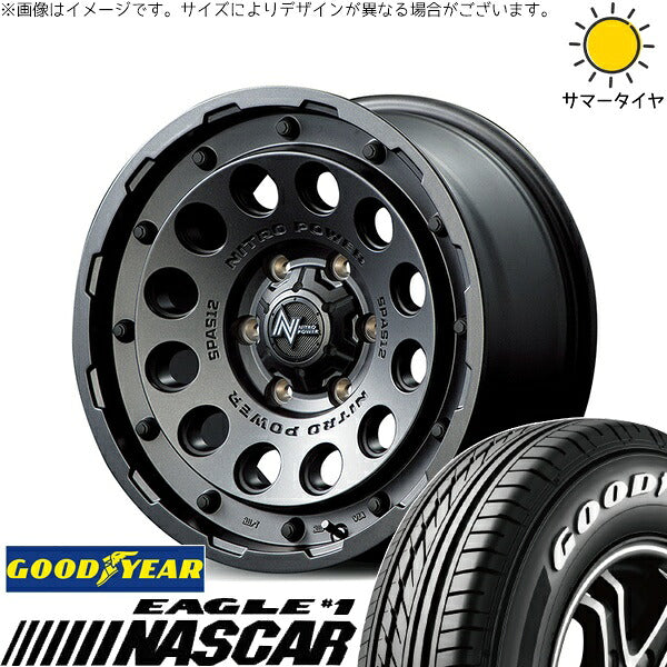 グッドイヤー イーグル ナスカー 195/80R15 ＋ ナイトロパワー H12 ショットガン バレルブラック 15インチ 6J +33 6H139.7P サマー・ホイール4本セット。1枚目。