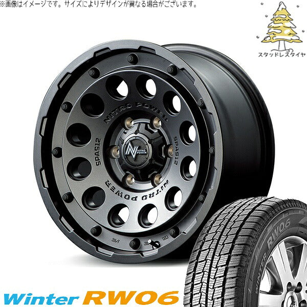 ハンコック ウィンター RW06 195/80R15 ＋ ナイトロパワー H12 ショットガン バレルブラック 15インチ 6J +33 6H139.7P スタッドレス・ホイール4本セット。1枚目。