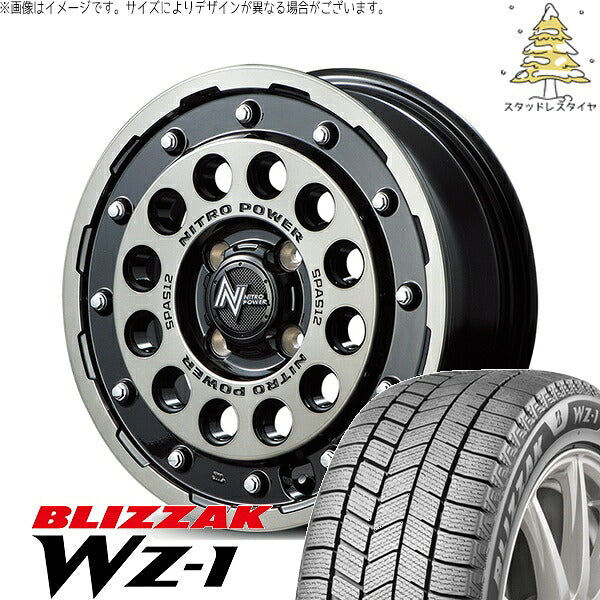 ブリヂストン ブリザック WZ-1 (BLIZZAK WZ-1) 175/70R14 ＋ ナイトロパワー H12 ショットガン ブラッククリア/マシニング 14インチ 5.5J +40 4H100P スタッドレス・ホイール4本セット。1枚目。