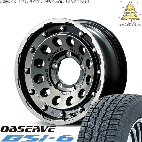 トーヨータイヤ オブザーブ Gsi-6 215/70R16 ＋ ナイトロパワー H12 ショットガン ブラッククリア/マシニング 16インチ 6J -5 5H139.7P スタッドレス・ホイール4本セット。1枚目。