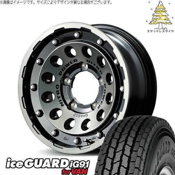 ヨコハマタイヤ アイスガード91 IG91 225/70R16 ＋ ナイトロパワー H12 ショットガン ブラッククリア/マシニング 16インチ 5.5J +20 5H139.7P スタッドレス・ホイール4本セット。1枚目。