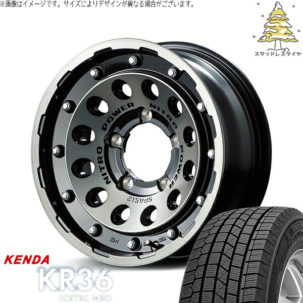 ケンダ アイステックネオ KR36 215/70R16 ＋ ナイトロパワー H12 ショットガン ブラッククリア/マシニング 16インチ 6J -5 5H139.7P スタッドレス・ホイール4本セット。1枚目。