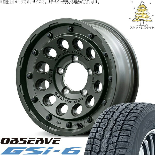 トーヨータイヤ オブザーブ Gsi-6 215/70R16 ＋ ナイトロパワー H12 ショットガン セミグロスODグリーン 16インチ 5.5J +20 5H139.7P スタッドレス・ホイール4本セット。1枚目。