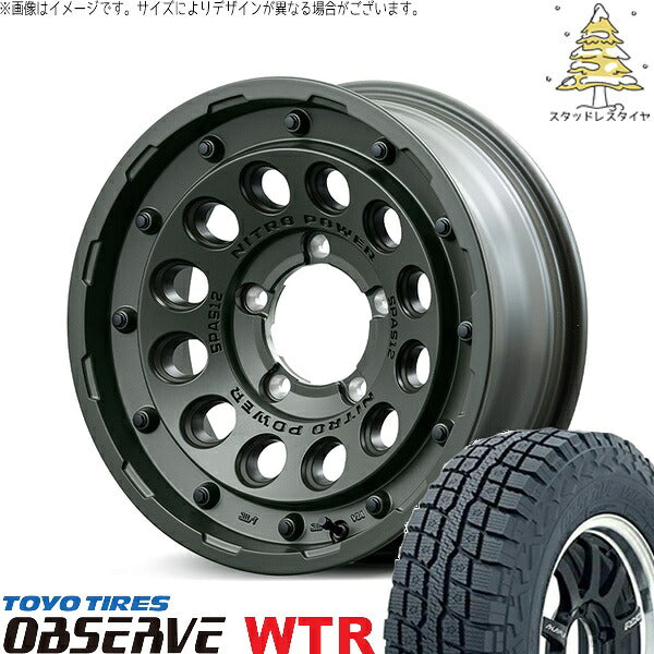 トーヨータイヤ オブザーブ W/T-R 225/70R16 ＋ ナイトロパワー H12 ショットガン セミグロスODグリーン 16インチ 5.5J +20 5H139.7P スタッドレス・ホイール4本セット。1枚目。