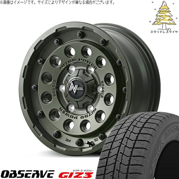 トーヨータイヤ オブザーブ GIZ3 205/55R16 ＋ ナイトロパワー H12 ショットガン セミグロスODグリーン 16インチ 7J +40 5H114.3P スタッドレス・ホイール4本セット。1枚目。