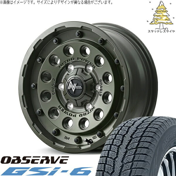 トーヨータイヤ オブザーブ Gsi-6 (OBSERVE Gsi-6) 215/70R16 ＋ ナイトロパワー H12 ショットガン セミグロスODグリーン 16インチ 7.0J +40 5H114.3P スタッドレス・ホイール4本セット。1枚目。