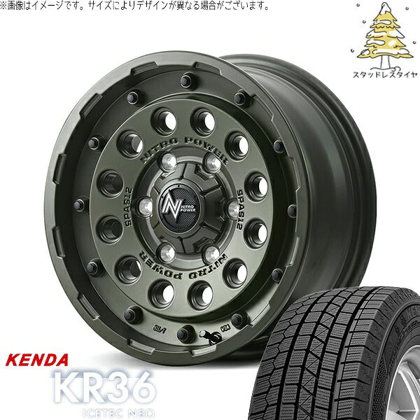 ケンダ アイステックネオ KR36 215/60R16 ＋ ナイトロパワー H12 ショットガン セミグロスODグリーン 16インチ 7J +40 5H114.3P スタッドレス・ホイール4本セット。1枚目。