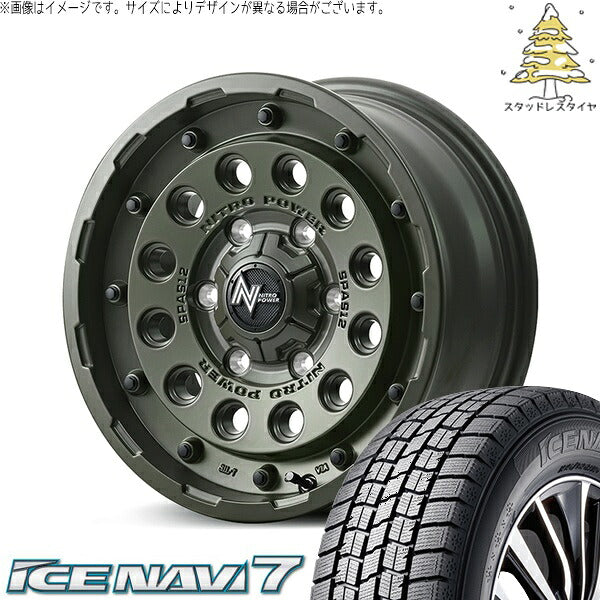 グッドイヤー アイスナビ7 215/65R16 ＋ ナイトロパワー H12 ショットガン セミグロスODグリーン 16インチ 7J +40 5H114.3P スタッドレス・ホイール4本セット。1枚目。