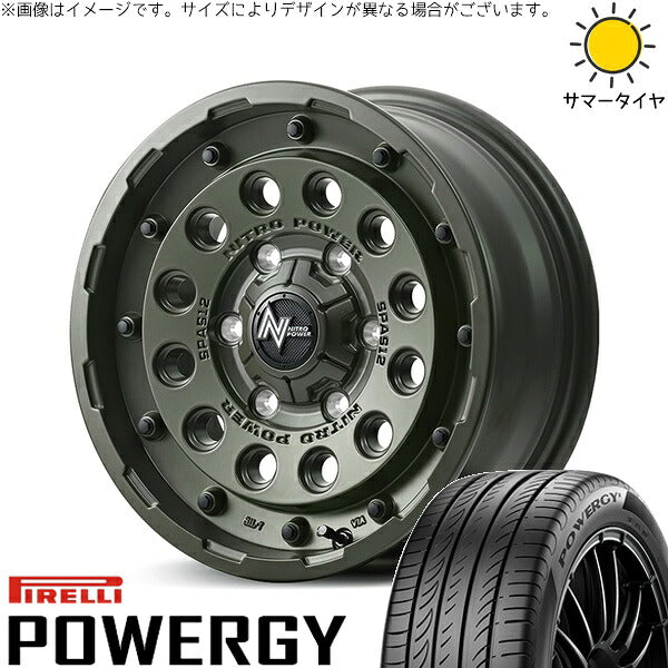 ピレリ パワジー 205/55R16 ＋ ナイトロパワー H12 ショットガン セミグロスODグリーン 16インチ 7J +40 5H114.3P サマー・ホイール4本セット。1枚目。