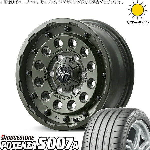 ブリヂストン ポテンザ S007A 205/55R16 ＋ ナイトロパワー H12 ショットガン セミグロスODグリーン 16インチ 7J +40 5H114.3P サマー・ホイール4本セット。1枚目。