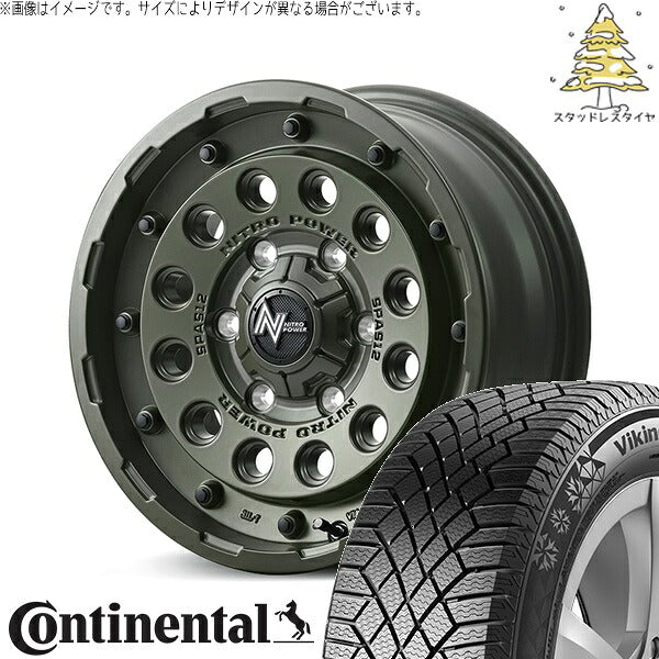 コンチネンタル バイキングコンタクト セブン (VikingContact7) 215/70R16 ＋ ナイトロパワー H12 ショットガン セミグロスODグリーン 16インチ 7.0J +40 5H114.3P スタッドレス・ホイール4本セット。1枚目。