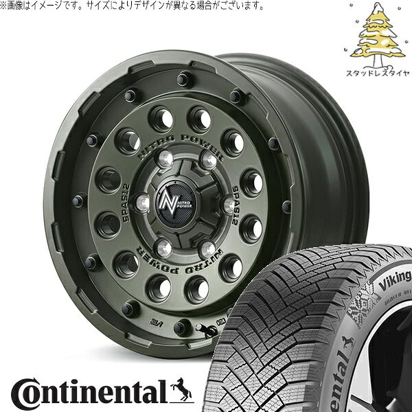コンチネンタル バイキングコンタクト8 215/65R16 ＋ ナイトロパワー H12 ショットガン セミグロスODグリーン 16インチ 7J +40 5H114.3P スタッドレス・ホイール4本セット。1枚目。