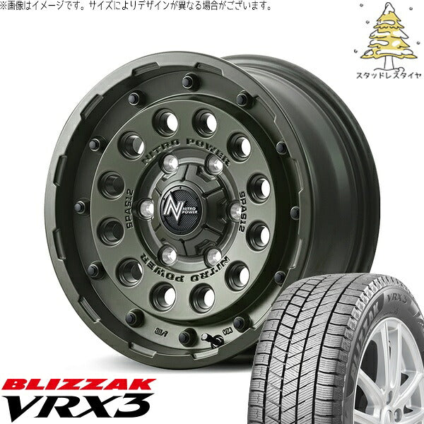 ブリヂストン ブリザック VRX3 205/60R16 ＋ ナイトロパワー H12 ショットガン セミグロスODグリーン 16インチ 7J +40 5H114.3P スタッドレス・ホイール4本セット。1枚目。