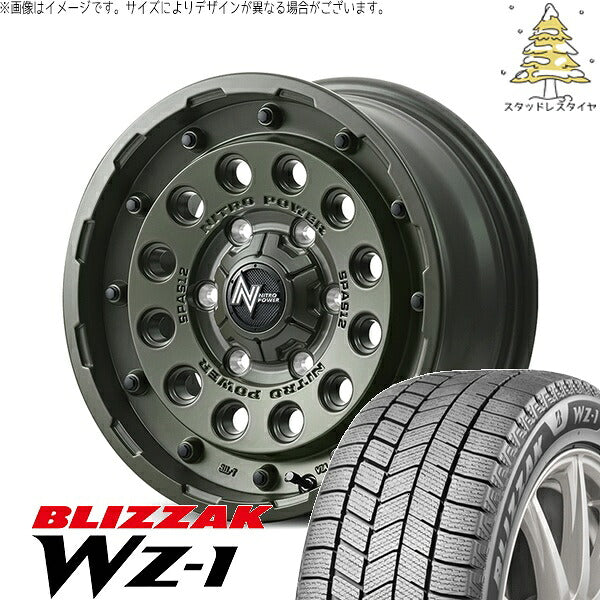 ブリヂストン ブリザック WZ-1 215/65R16 ＋ ナイトロパワー H12 ショットガン セミグロスODグリーン 16インチ 6.5J +38 6H139.7P スタッドレス・ホイール4本セット。1枚目。