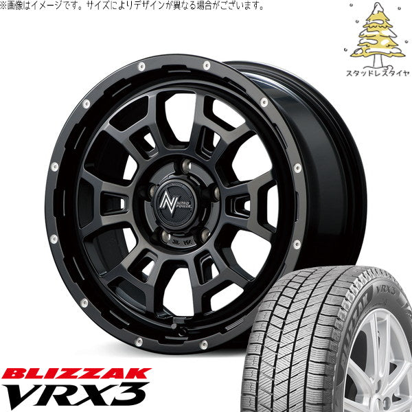 ブリヂストン ブリザック VRX3 215/70R16 ＋ ナイトロパワー H6 スラッグ セミグロスブラック/マシニング 16インチ 7J +40 5H114.3P スタッドレス・ホイール4本セット。1枚目。