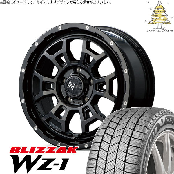 ブリヂストン ブリザック WZ-1 215/65R16 ＋ ナイトロパワー H6 スラッグ セミグロスブラック/マシニング 16インチ 7J +40 5H114.3P スタッドレス・ホイール4本セット。1枚目。