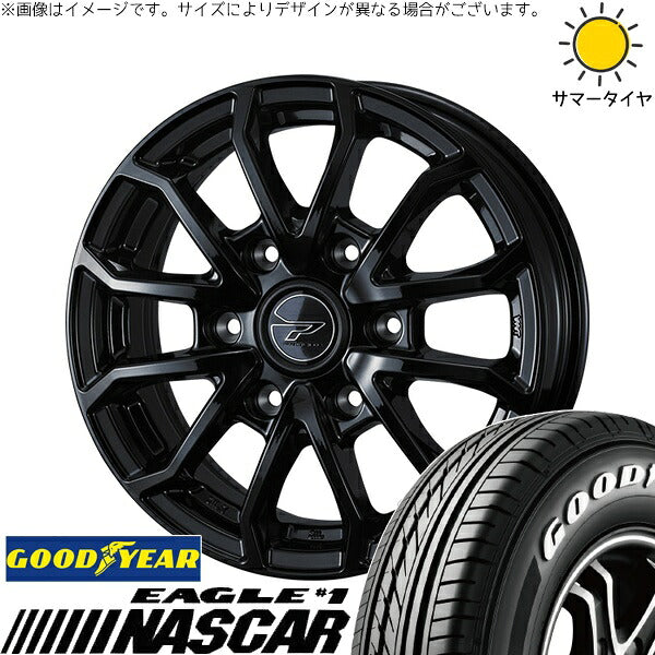 グッドイヤー イーグル ナスカー 195/80R15 ＋ プロディータ HC3 ブラック 15インチ 6J +33 6H139.7P サマー・ホイール4本セット。1枚目。