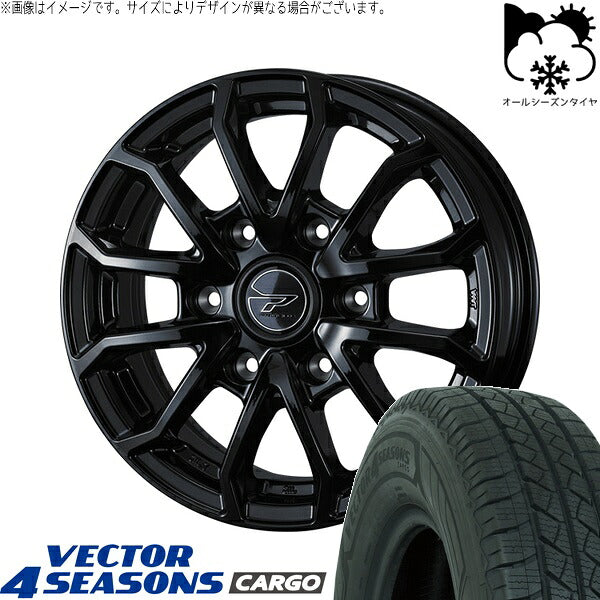 グッドイヤー ベクター4シーズンズ カーゴ 195/80R15 ＋ プロディータ HC3 ブラック 15インチ 6J +33 6H139.7P オールシーズン・ホイール4本セット。1枚目。
