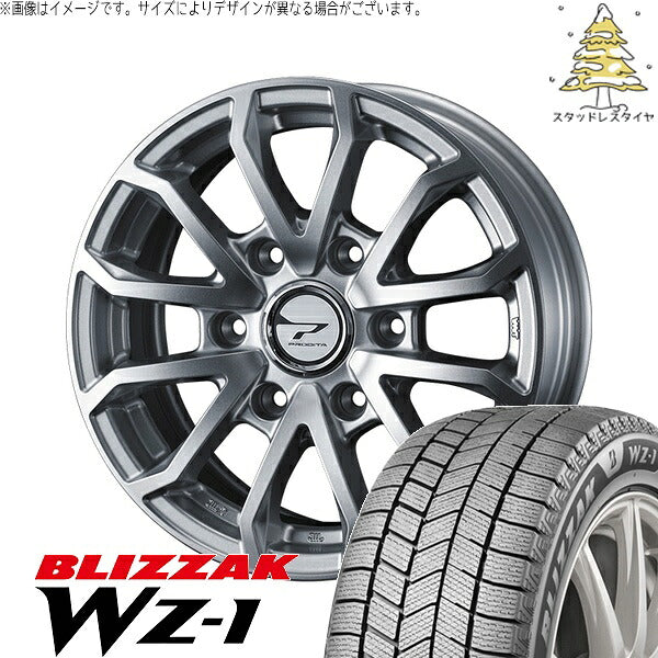 ブリヂストン ブリザック WZ-1 195/80R15 ＋ プロディータ HC3 シルバー 15インチ 5.5J +42 6H139.7P スタッドレス・ホイール4本セット。1枚目。
