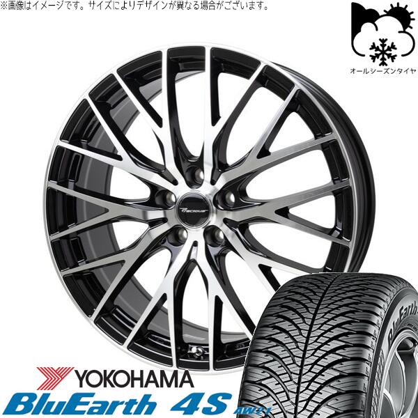 ヨコハマタイヤ ブルーアース4S AW21 235/55R18 ＋ プレシャス HM-1 V- メタリックブラックポリッシュ 18インチ 8J +42 5H114.3P オールシーズン・ホイール4本セット。1枚目。