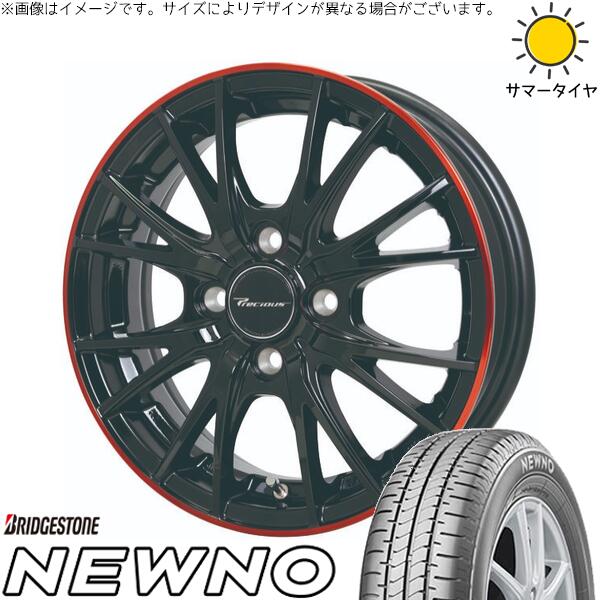 ブリヂストン ニューノ 165/70R14 ＋ プレシャス HM-1 V-2 ブラック/レッドクリア 14インチ 4.5J +45 4H100P サマー・ホイール4本セット。1枚目。