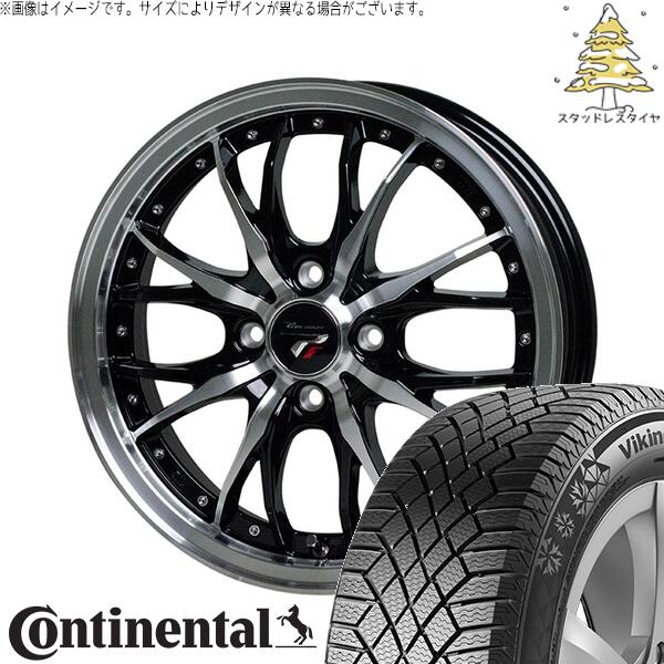 コンチネンタル バイキングコンタクト7 185/55R15 ＋ プレシャス HM-3 メタリックブラックポリッシュ 15インチ 5.5J +43 4H100P スタッドレス・ホイール4本セット。1枚目。