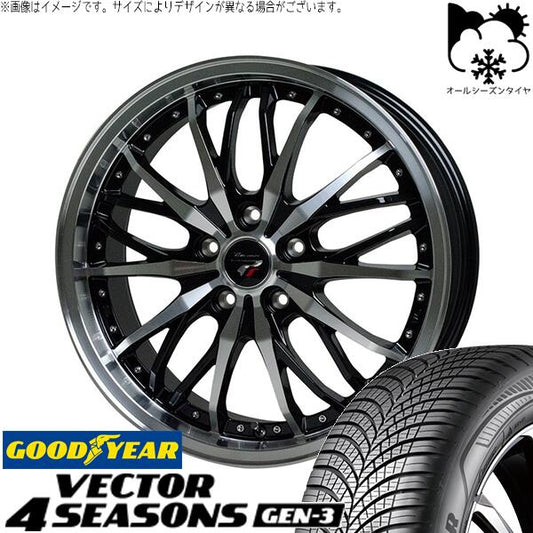グッドイヤー ベクター4シーズンズ GEN-3 215/60R17 ＋ プレシャス HM-3 メタリックブラックポリッシュ 17インチ 6.5J +53 5H114.3P オールシーズン・ホイール4本セット。1枚目。