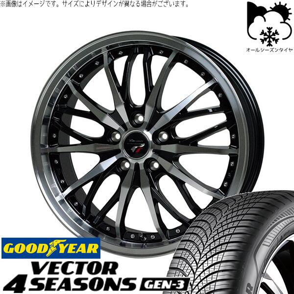 グッドイヤー ベクター4シーズンズ GEN-3 205/50R17 ＋ プレシャス HM-3 メタリックブラックポリッシュ 17インチ 7J +50 5H114.3P オールシーズン・ホイール4本セット。1枚目。