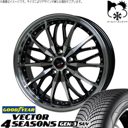 グッドイヤー ベクター4シーズンズ GEN-3 SUV 225/65R17 ＋ プレシャス HM-3 メタリックブラックポリッシュ 17インチ 6.5J +53 5H114.3P オールシーズン・ホイール4本セット。1枚目。