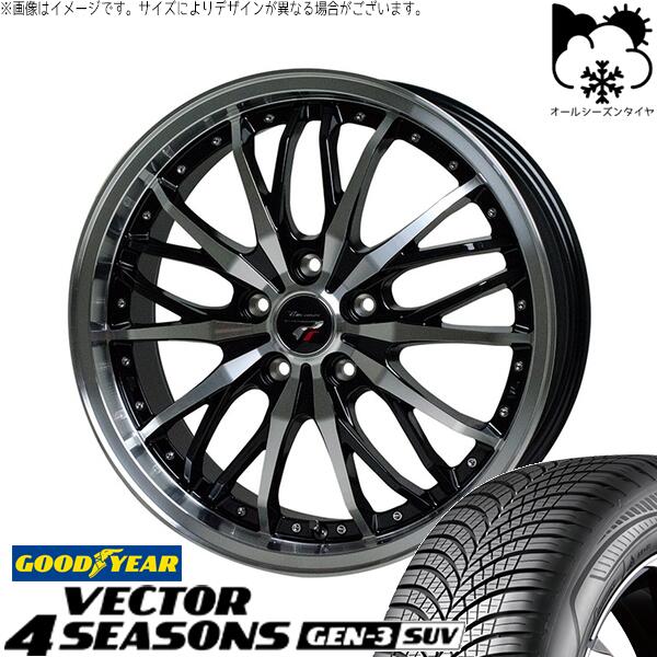グッドイヤー ベクター4シーズンズ GEN-3 SUV 225/60R18 ＋ プレシャス HM-3 メタリックブラックポリッシュ 18インチ 7.5J +38 5H114.3P オールシーズン・ホイール4本セット。1枚目。